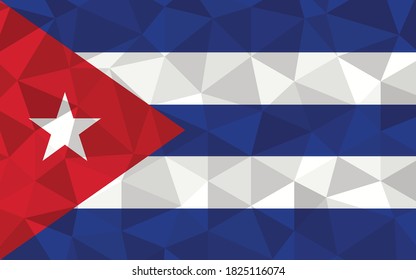 Low poly Cuba flag vector illustration. Triangular Cuban flag graphic. Cuba country flag is a symbol of independence.