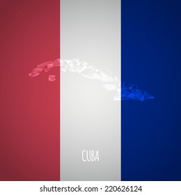 Low Poly Cuba Map with National Colors - Infographic - Vector Illustration