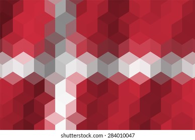 Low poly cubic pixel art illustration of usa flag background.
