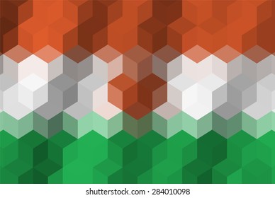 Low poly cubic pixel art illustration of usa flag background.