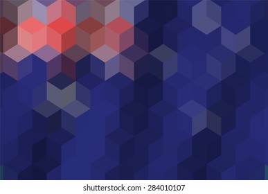 Low poly cubic pixel art illustration of usa flag background.
