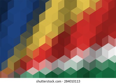 Low poly cubic pixel art illustration of usa flag background.
