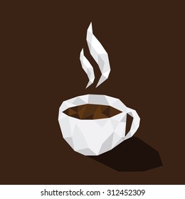 Low poly cup of coffee  background