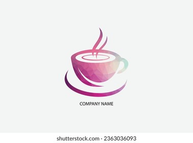 Low poly cup of coffee on a white background. vector illustration