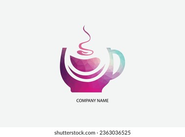 Low-Poly-Tasse Kaffee auf weißem Hintergrund. Vektorgrafik
