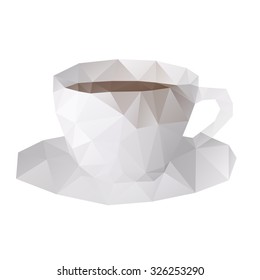 Low poly cup of coffee on a white background. vector illustration