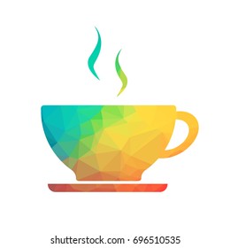 Low poly cup of coffee on a white background. vector illustration