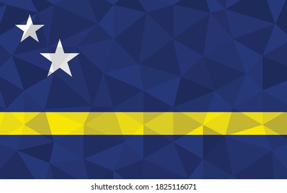 Low-Poly-Curacao-Flagge Vektorgrafik. Dreieckige Curacaoan-Fahne-Grafik. Die Länderflagge von Curacao ist ein Symbol der Unabhängigkeit.