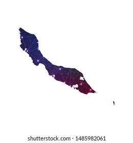 Low poly Curacao map in geometric polygonal on white background. Vector Illustration Eps10.