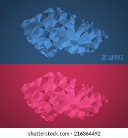 Low Poly Czech Republic Map with National Colors - Infographic - Vector Illustration