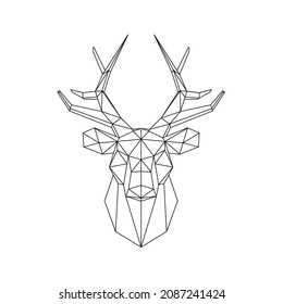 Low Poly Deer in black lines
