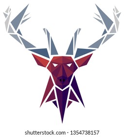 Low poly deer in polygonal style. Minimalism graphic.Creative logo