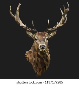 Low poly deer vector with antlers