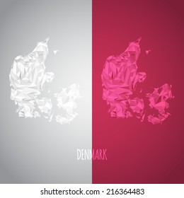 Low Poly Denmark Map with National Colors - Infographic - Vector Illustration