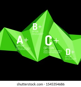 Low poly design 3d style, origami template with infographics. Option steps illustration