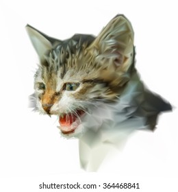 Low poly design angry cat triangular polygon