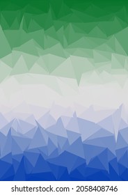 Low-Poly-Design-Hintergrund mit Fotoshop-Anwendung auf blauem, weißem und grünem Porträt