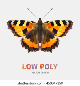 Bajo diseño de polilla de mariposa. Aglais Urticae. Patrón de mosaico vectorial