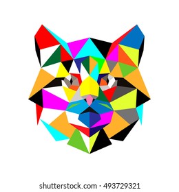 Low poly design. Cat illustration. Abstract Illustration, low poly style. Stylized design element. Logo design with kitten.