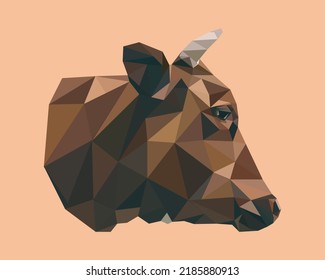 Low poly design. Cow vector illustration.