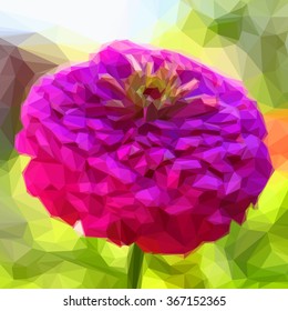 Low poly design flower triangular 