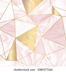 Low-Poly-Design mit goldenem Akzent auf Marmor-Struktur
