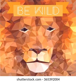 Low poly design. Lion illustration.