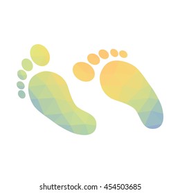 Low poly design of two feets isolated on white background. Clipart. 