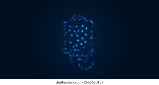Bolsa de sangre digital de baja poli con fluido brillante azul en estilo futurista para tecnología de transfusión de donación virtual y concepto de suministro de emergencia médica para atención médica 