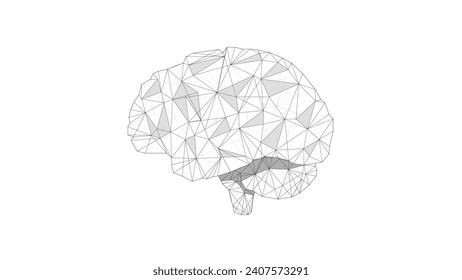 Bajo poli, cerebro digital. Inteligencia artificial, red neural, imagen de fondo de tecnología. Resumen de la imagen vectorial de un cerebro humano. Polígono bajo. Líneas y puntos