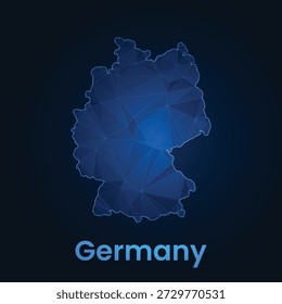 Mapa digital de baja poli de Alemania con tecnología de red futurista y conexiones de datos Abstractas