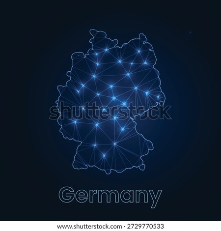 Low Poly Digital Map of Germany with Futuristic Network Technology and Abstract Data Connections