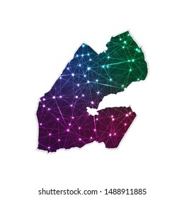 Low poly Djibouti map in geometric polygonal on white background. Vector Illustration Eps10.