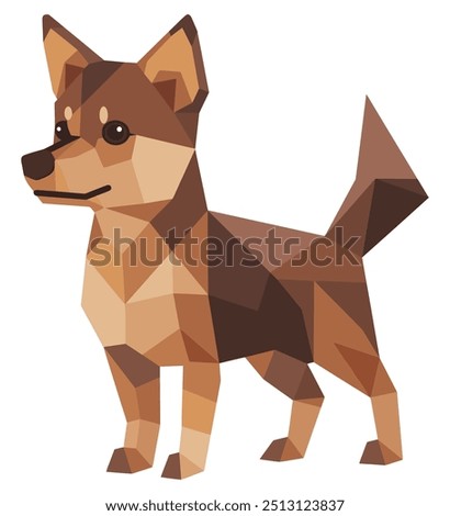 Low Poly Dog Geometric Design. Flat Vector Illustration