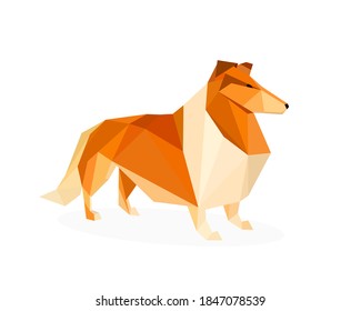 low poly dog image. Vector illustration of a 3d puppy.