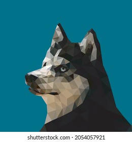 low poly dog, vector format, illustration, triangle shapes