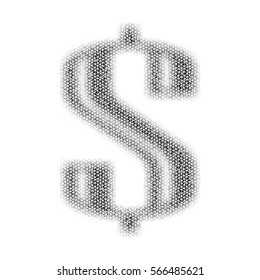 Low poly dollar sign, abstract shapes vector illustration in black and white