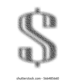 Low poly dollar sign, abstract shapes vector illustration in black and white