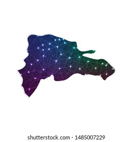 Low poly Dominican Republic map in geometric polygonal on white background. Vector Illustration Eps10.