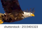 Low poly drawing of a flying Bald Eagle.