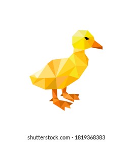 low poly duck image. Vector illustration of a polygonal duck animal logo.