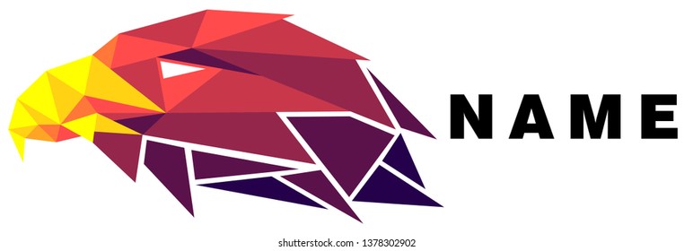 Low poly eagle. Polygonal company logo