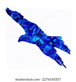 Low poly eagle silhouette blue polygon vector 