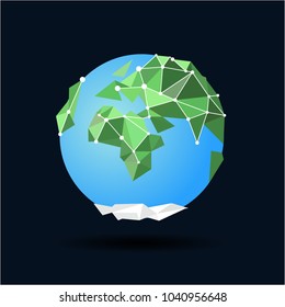 Low poly Earth. Earth planet polygonal. Earth Day.