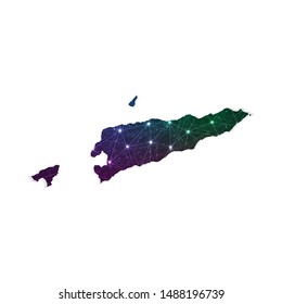 Low poly East Timor map in geometric polygonal on white background. Vector Illustration Eps10.