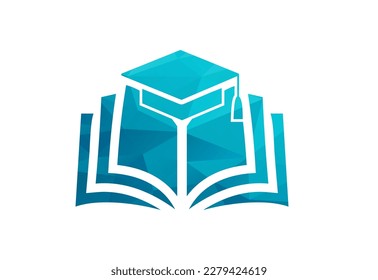 Low Poly and Education logo design, Vector design template
