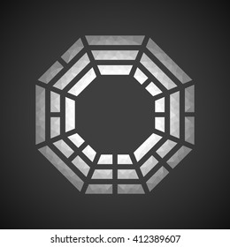 Low poly Eight Trigrams. Abstract polygonal illustration.