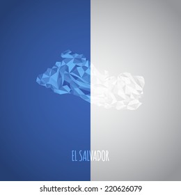 Low Poly El Salvador Map with National Colors - Infographic - Vector Illustration