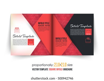 Low Poly Elements Square Bi-Fold Brochure Design. Corporate Leaflet, Cover Template