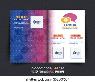Low Poly Elements Style Business Bi-Fold Brochure Design. Corporate Leaflet, Cover Template
